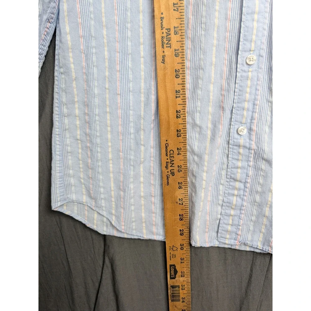 J.Crew Mens Large Light Blue White Striped‎ Long Sleeve Button Down Shirt L